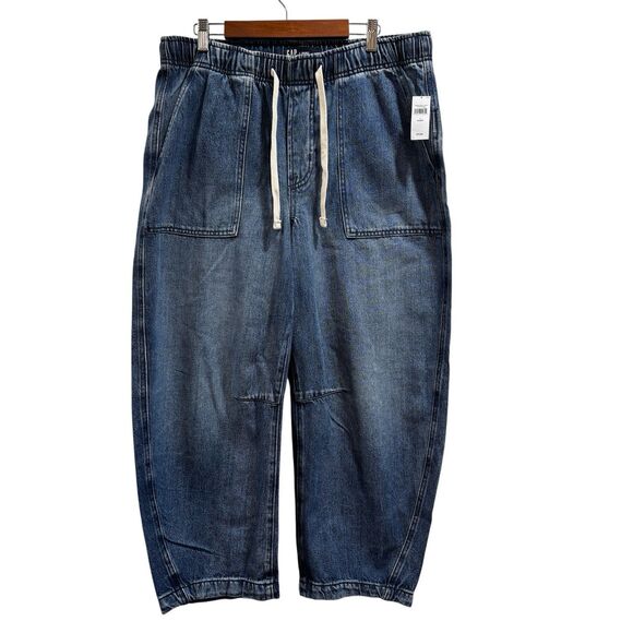 GAP Denim - Gap Size Large Short Supersoft Pull On Barrel Jeans Medium Wash NWT